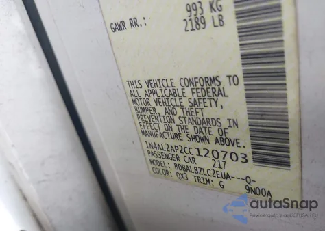 2012 Nissan Altima 2.5 S z USA, uszkodzony, nr VIN 1N4AL2AP2CC120703